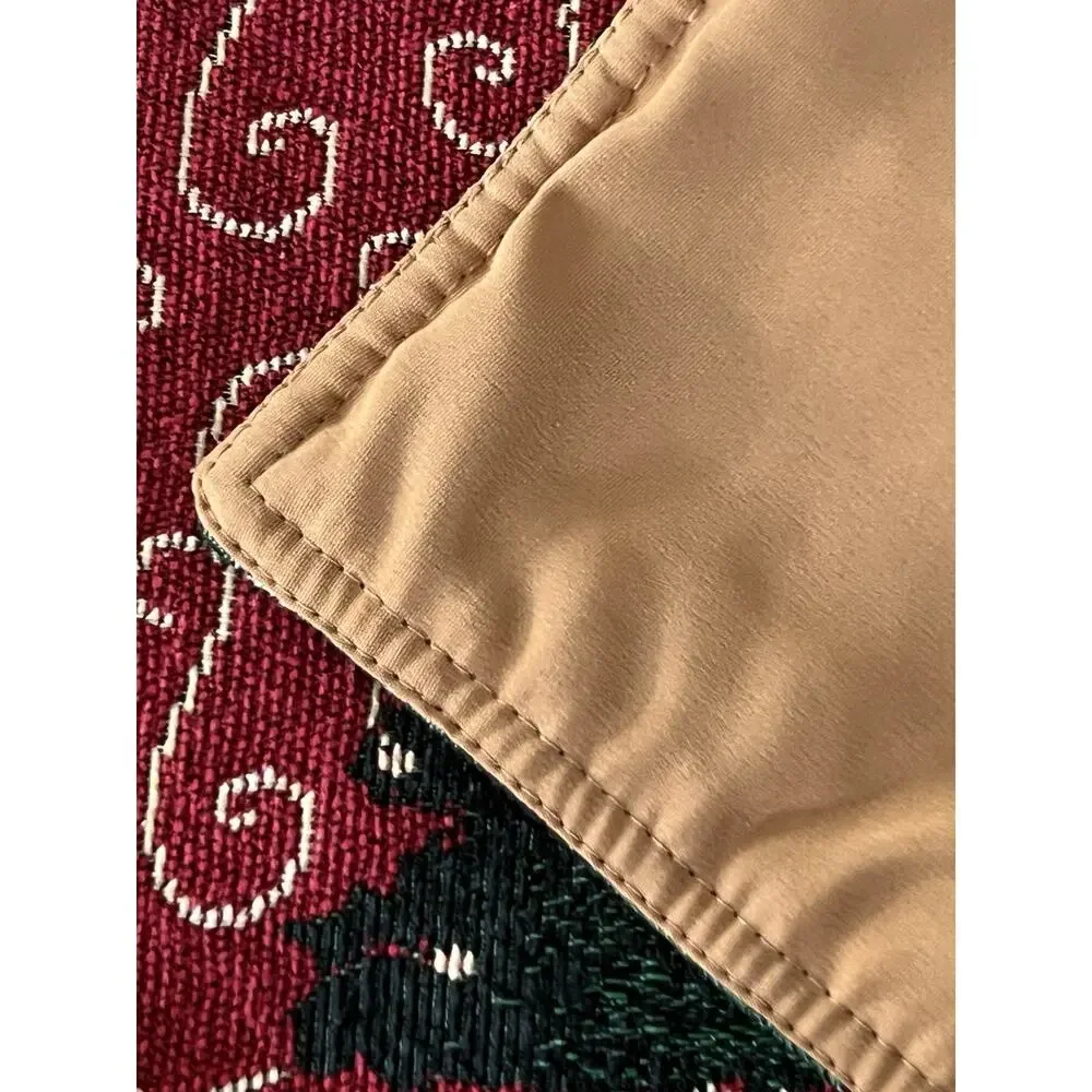 Set of 4 Tapestry Christmas Tree Embroidered Elegant Placemats Gold Backing VTG